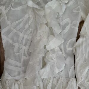 Anne Fontaine White Blouse with Ruffle Accents